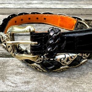 Vintage Brighton Silver and Black Belt- M / 34